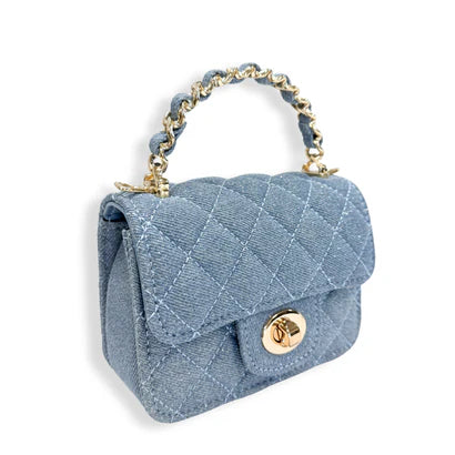 Denim Quilted Purse - Light Blue