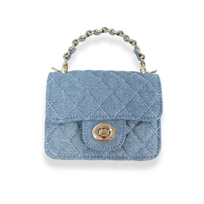 Denim Quilted Purse - Light Blue