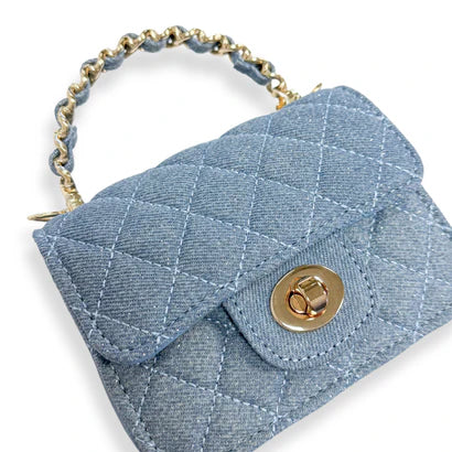 Denim Quilted Purse - Light Blue