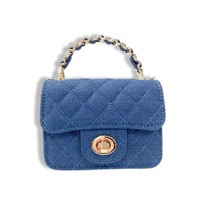 Denim Quilted Purse - Dark Blue