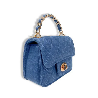 Denim Quilted Purse - Dark Blue