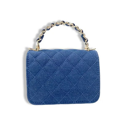 Denim Quilted Purse - Dark Blue