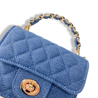 Denim Quilted Purse - Dark Blue