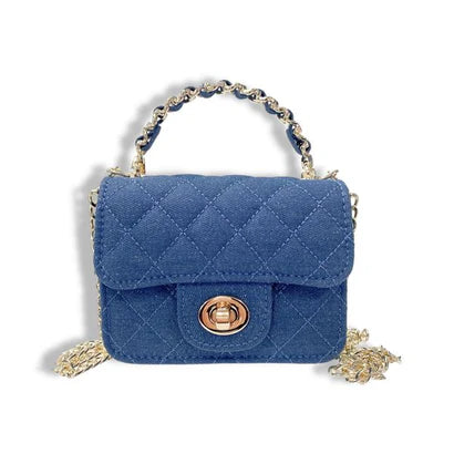 Denim Quilted Purse - Dark Blue
