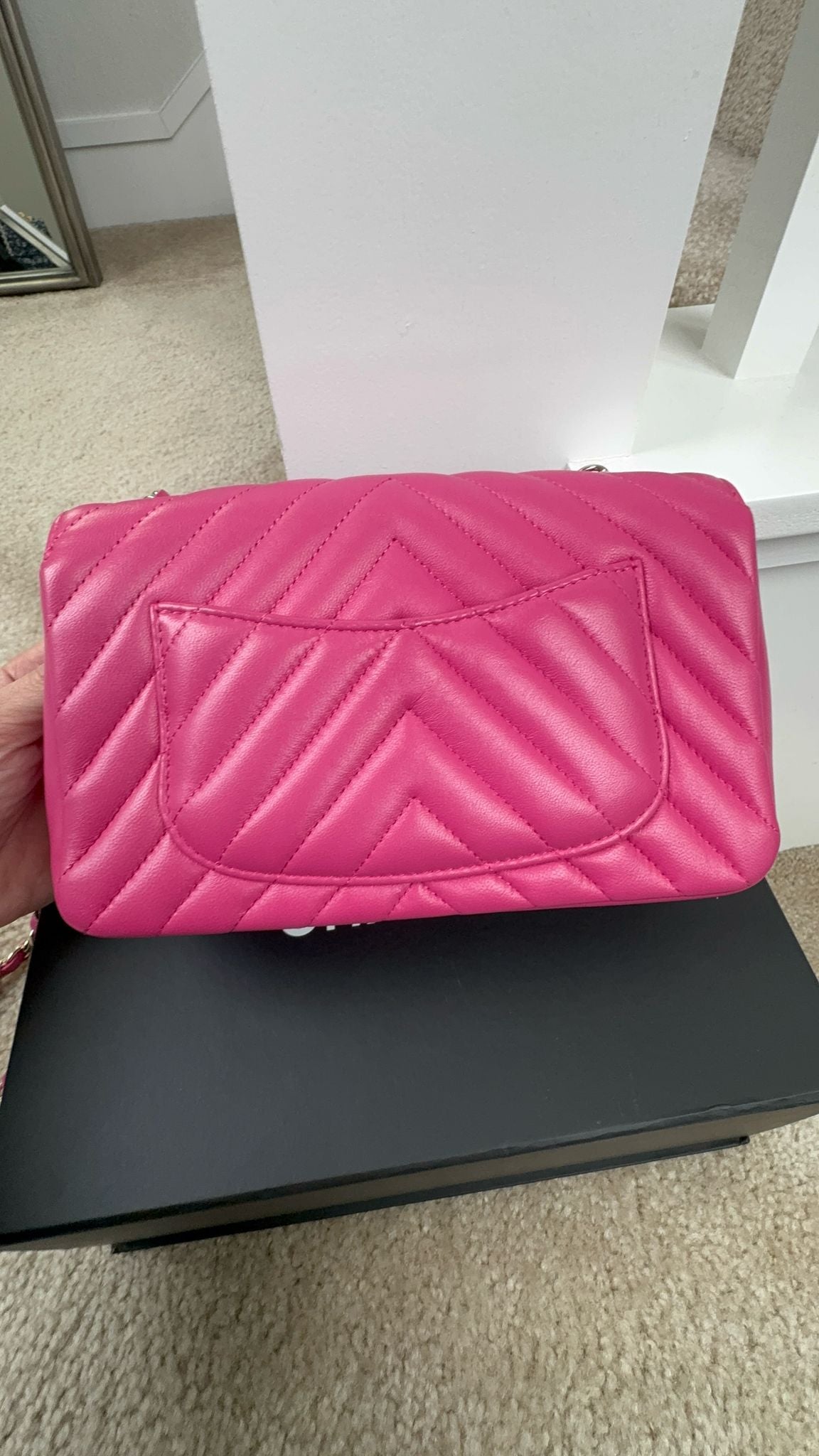 Chanel Lambskin Mini Rectangle Pink Chevron