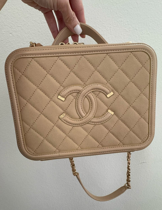 Chanel Small Caviar Filligree Beige