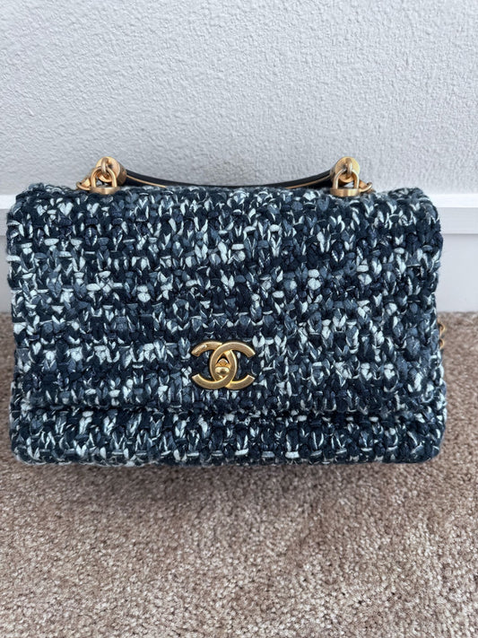 Chanel Top Handle Tweed Bag