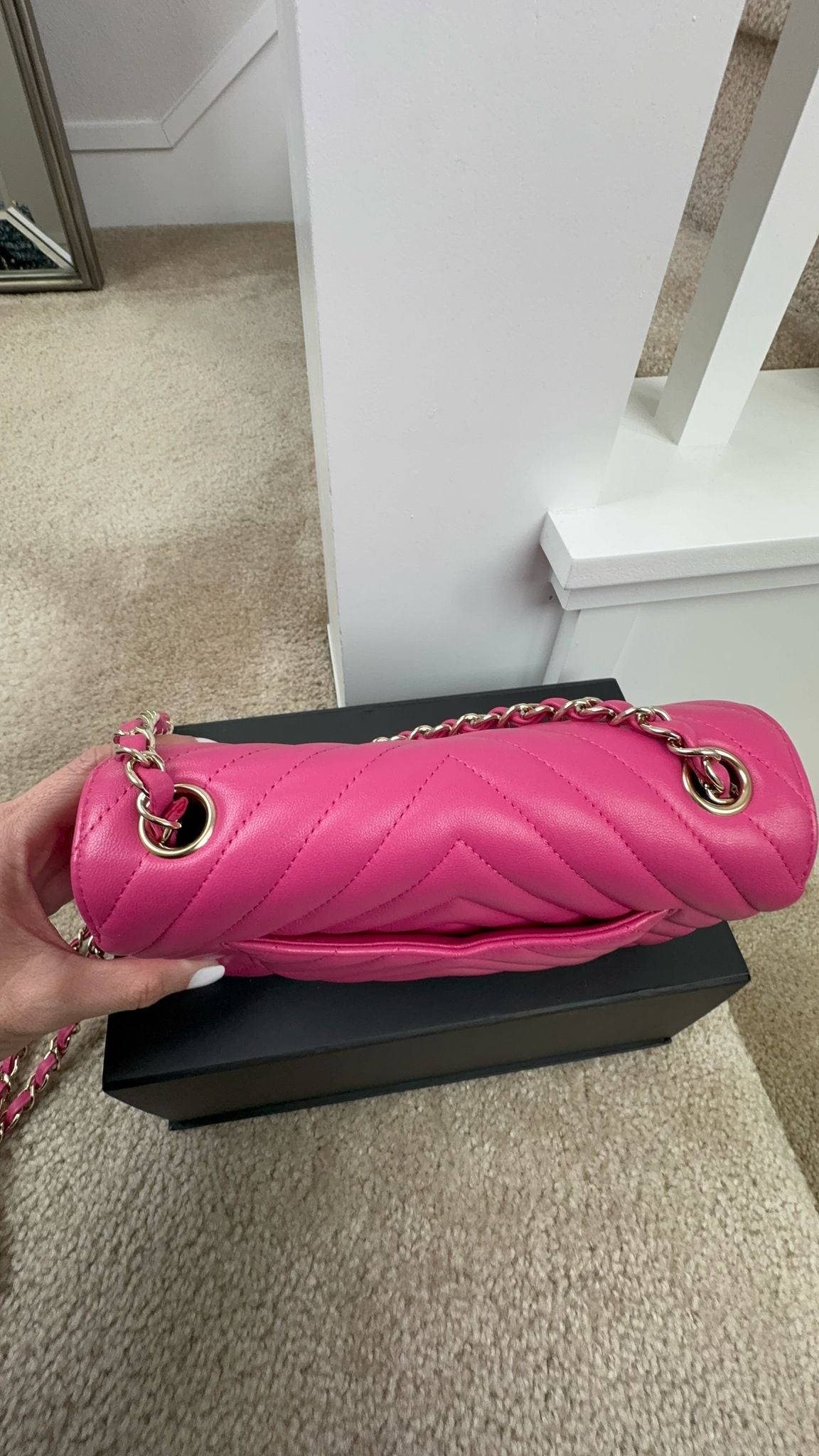 Chanel Lambskin Mini Rectangle Pink Chevron