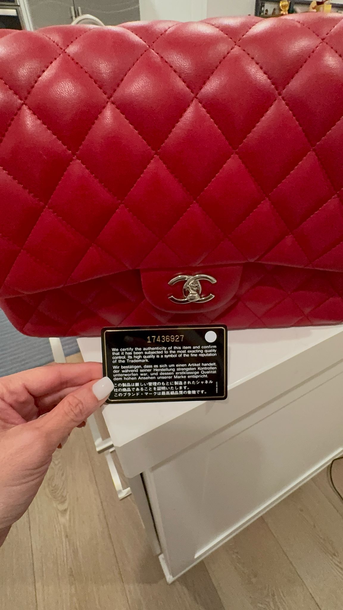 Chanel Lambskin Jumbo Red